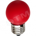 Лампа светодиодная LED 1вт Е27 красный (шар) (LB-37 5LED)
