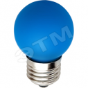 Лампа светодиодная LED 1вт Е27 синий (шар) (LB-37 5LED)