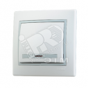 MIRA Выключатель одноклавишный с подсветкой белый с серой вставкой (701-0215-111)