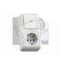 ОПТИМА Блок Выключатель с подсветкой 10А/ розетка с зеземлением 16А БКВР-432 наружный белый (8065)