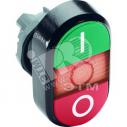 Кнопка двойная MPD2-11R (зеленая/красная) красная линза с текстом (I/O) (1SFA611131R1101)