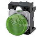Индикатор световой 22мм круглый 230V AC зеленый матовый рассеиватель пластик