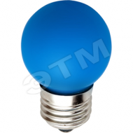 Лампа светодиодная LED 1вт Е27 синий (шар) (LB-37 5LED)