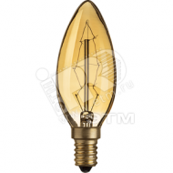 Лампа накаливания декоративная 40вт C35 230в Е14 винтаж (71953 NI-V)