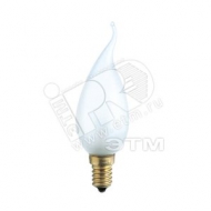 Лампа накаливания декоративная ДС 40вт BXS35 230в E14 матовая (свеча на ветру) (17535938)