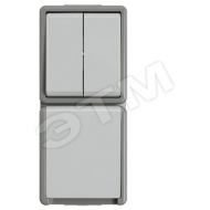 DELTA FLAECHE IP44, COMBINATION 2-CIRCUIT SWITCH A. SCHUKO SOCKET OUTLET W.INCREASED TOUCH PROTECTION РАЗМЕРЫ 151X66X54M