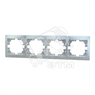 MIRA Рамка 4 поста горизонтальная серый металлик без вставок (701-1000-149)