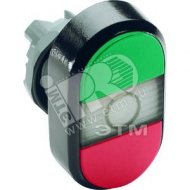 Кнопка двойная MPD1-11С (зеленая/красная) прозрачная линза без текста