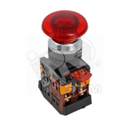 Кнопка AELA-22 'Грибок' красная с подсветкой NO+NC 24В PROxima (pbn-aela-1r-24)