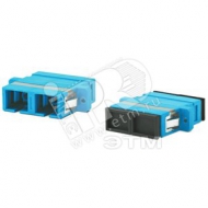 Адаптер оптический проходной SC/UPC-SC/UPC SM duplex корпус пластиковый синие и черные колпачки (243945)