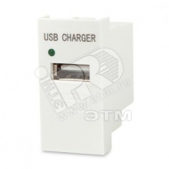 Модуль розетки USB для зарядки 1 порт 1М 1А 5В 45x22.5мм белый (250098)