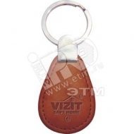 Ключ RF (RFID-125 kHz брелок EM-Marin) Кожаный брелок с тиснением логотипа коричневый (Ключ VIZIT-RF2.2-06 кор)
